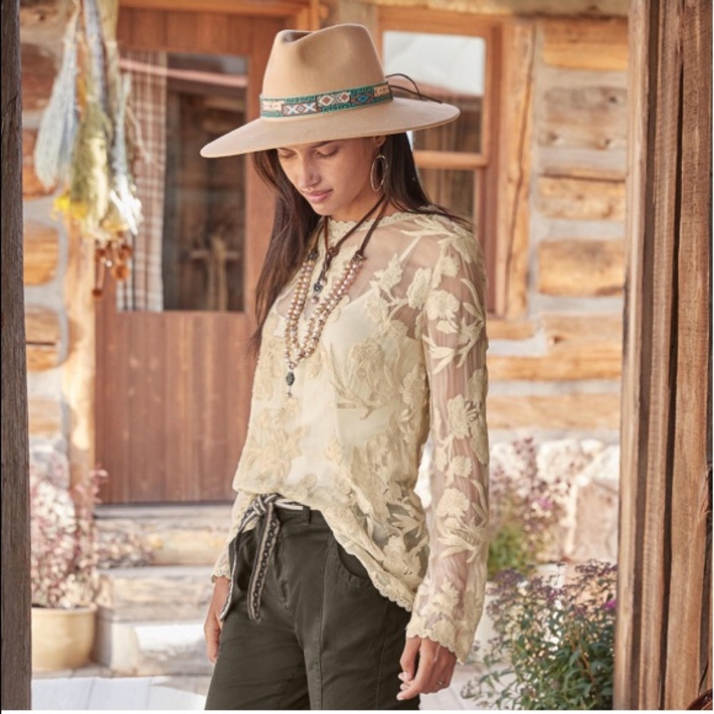 Ivory Romance In Bloom silk top. New from Sundance - Picture 2 of 6